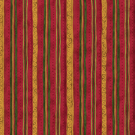 Star of Wonder - Star of Light, Scroll Stripe-Red Quilting Fabric