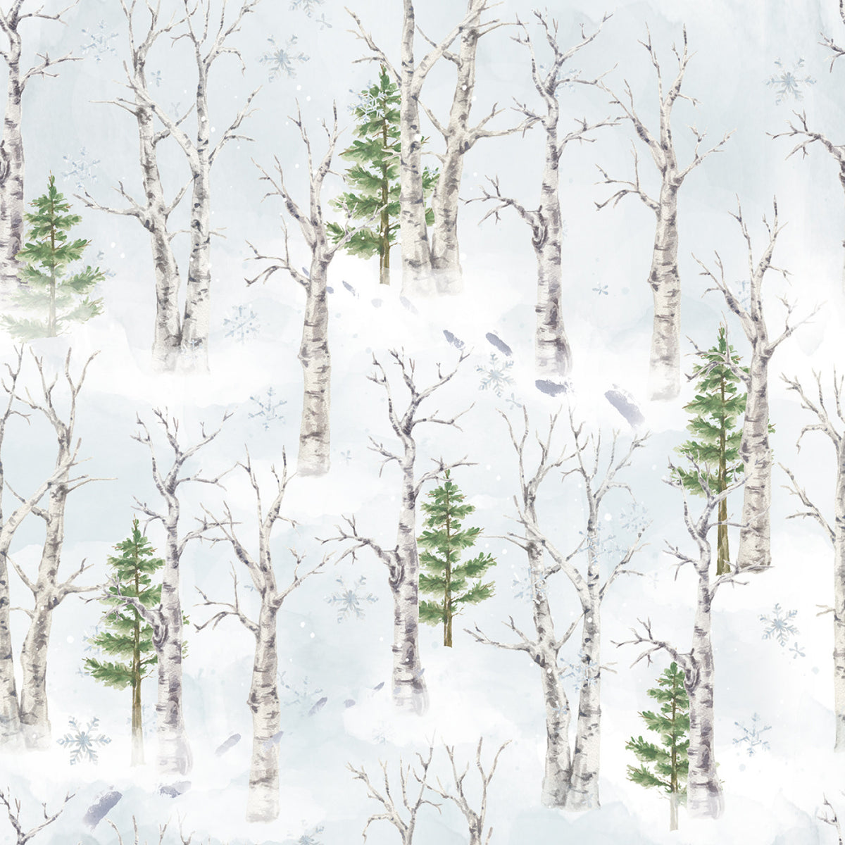 Snowflake Lodge, Winter Woods-White Quilting Fabric