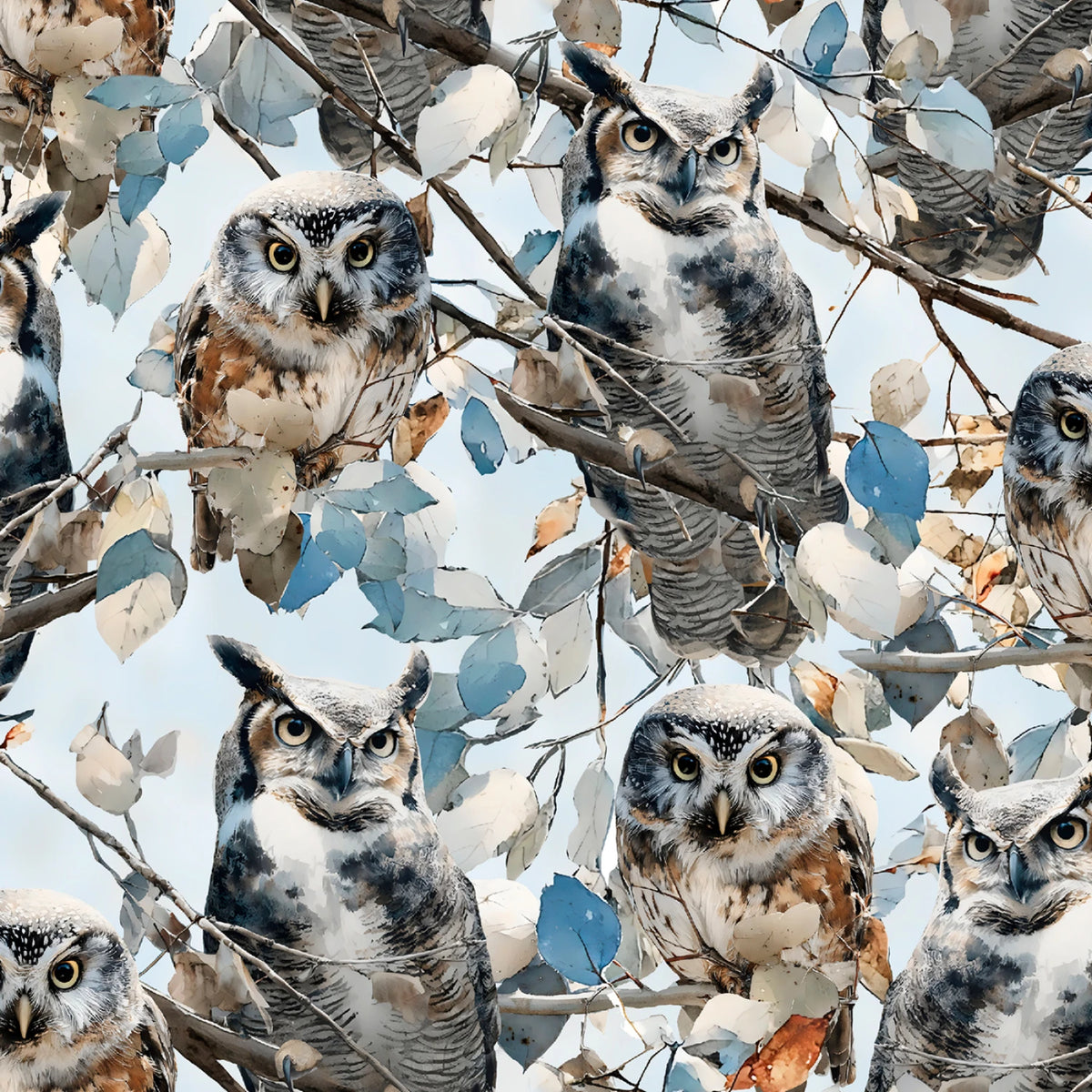 Lt. Blue Forest Wisdom | 3 Wishes Fabric