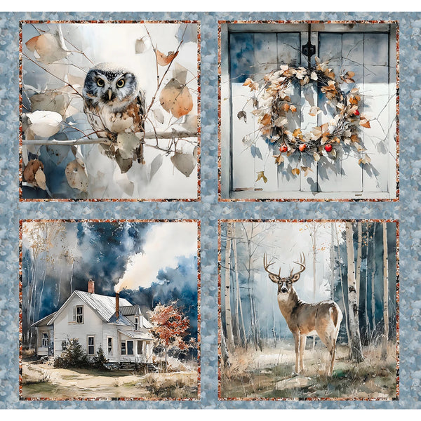 Blue Autumn 36" Panel | 3 Wishes Fabric
