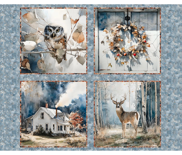 Blue Autumn 36" Panel | 3 Wishes Fabric