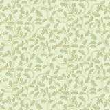 A Festive Medley, Golden Leaf Scroll Light Green Quilting Fabric