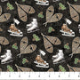 Winter Woodland "Snowshoes (Black)" Fabric by the 1/4 Yard