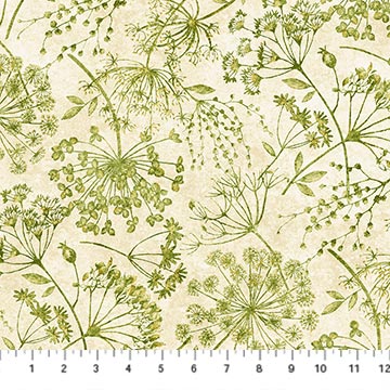 "Queen Anne’s Lace" Cream-Green Quilt Fabric | Northcott