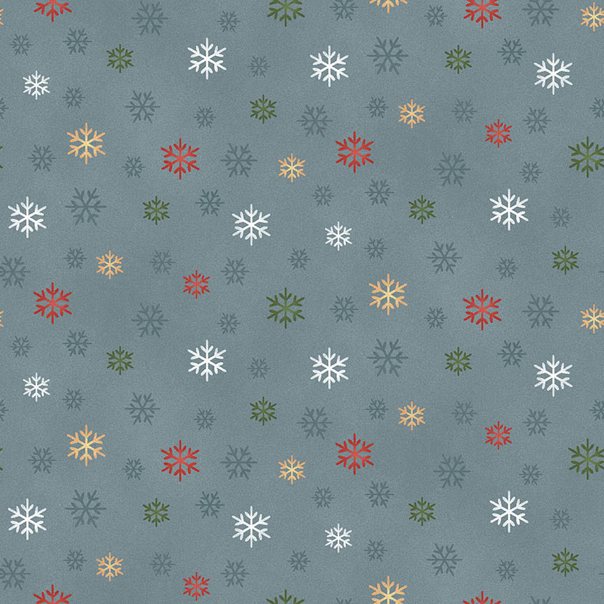 Gardening Snowmen Blue Snowflakes Quilting Fabric