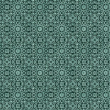 Chicken Shack, Foulard Tiles-Teal Quilting Fabric