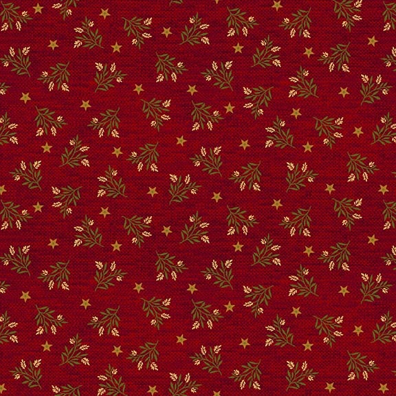 Chicken Shack, Small Wheat Toss-Red Quilting Fabric