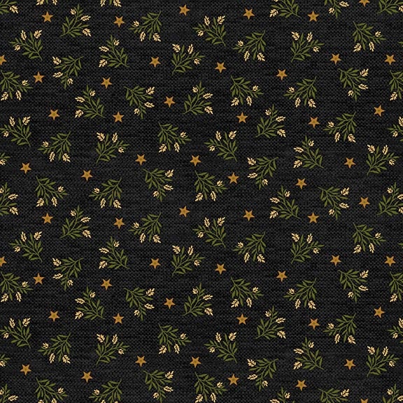 Chicken Shack, Small Wheat Toss-Black Quilting Fabric