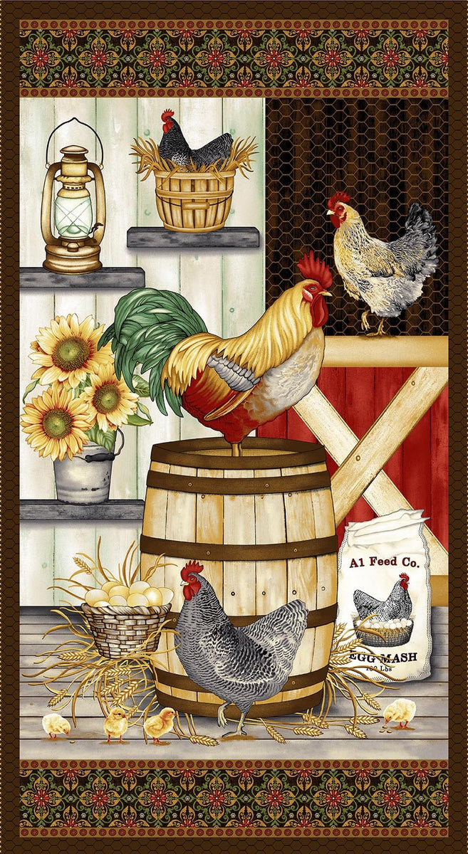 Chicken Shack, Quilting Fabric Panel