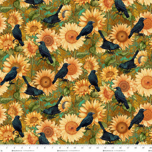 Crow-mazing Quilting Fabric Collection by Henry Glass – Sunflowers & Crows