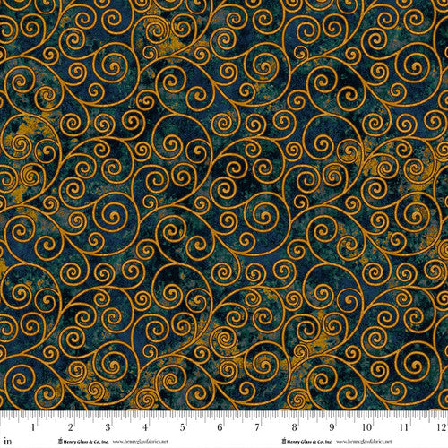 Crow-mazing Quilting Fabric Collection by Henry Glass – Indigo Scrolls