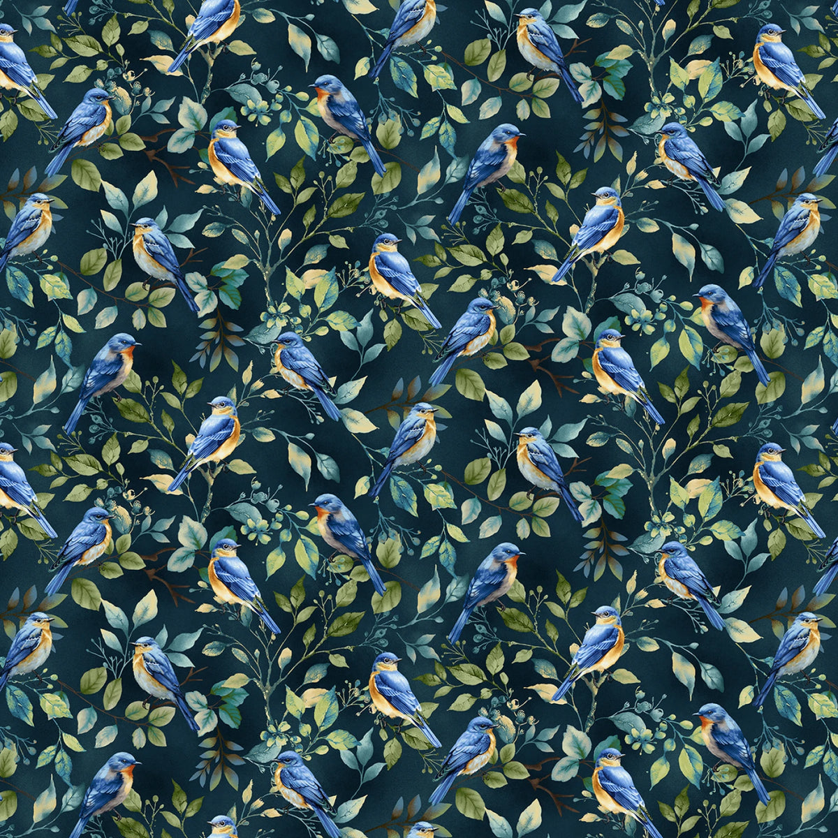Awakenings "Blue Bird Toss" Fabric by the 1/4 yard