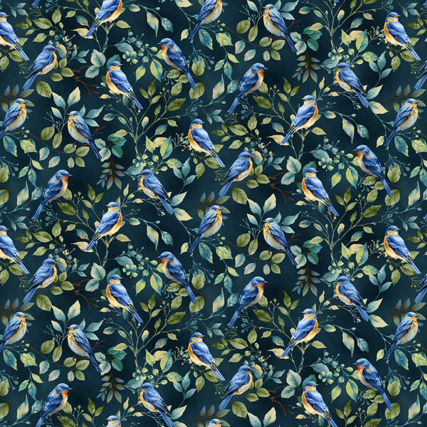 Awakenings "Blue Bird Toss" Fabric by the 1/4 yard