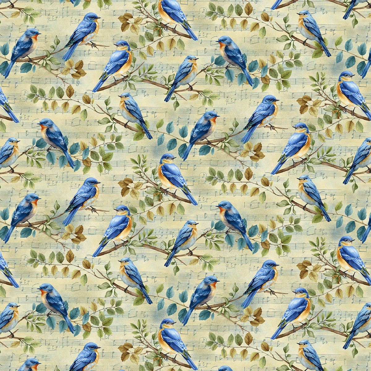 Awakenings "Pale Blue Bird Song" Fabric by the 1/4 yard