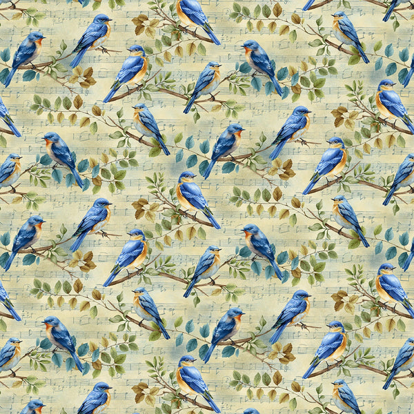 Awakenings "Pale Blue Bird Song" Fabric by the 1/4 yard