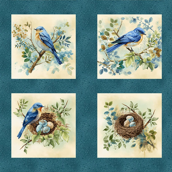 Awakenings "Blue Bird Blocks" Quilt Panel by Henry Glass