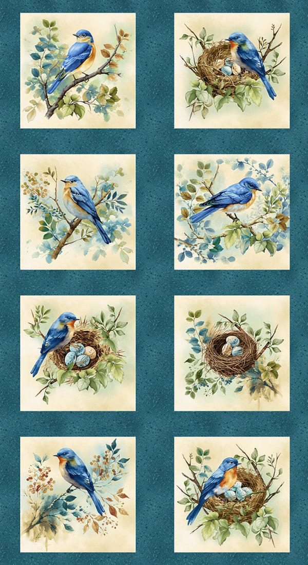 Awakenings "Blue Bird Blocks" Quilt Panel by Henry Glass