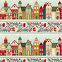 Cream Multi Border Stripe 24 x 44 inches Christmas Fabric | Henry Glass