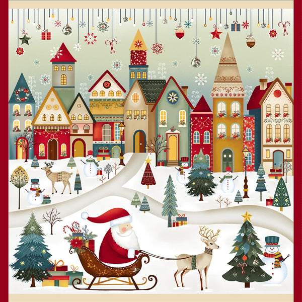 Nordic Holiday Village Santa Panel | Henry Glass Fabric