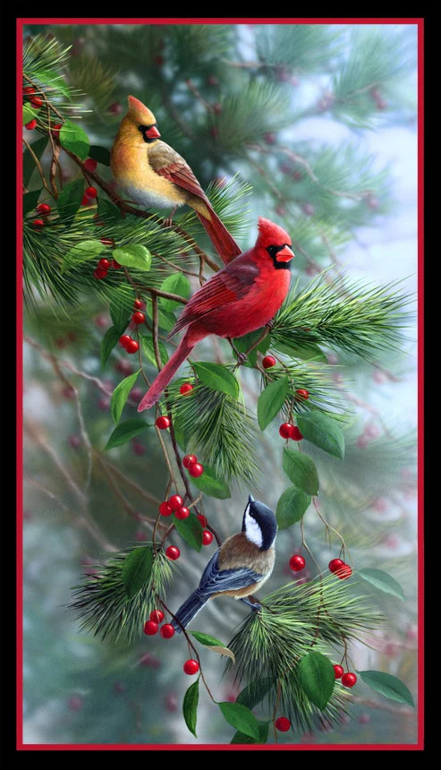 🐦 Birds and Berries Quilting Fabric Panel by Elizabeths Studio