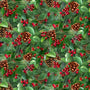 🎄 Pinecones and Berries - Green Quilting Fabric by Elizabeth's Studio