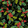 Christmas Joy * Black Poinsettia and Holly * by Studio E Fabrics