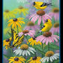 🦋 Curious Visitor - Coneflower and Goldfinch Fabric Panel