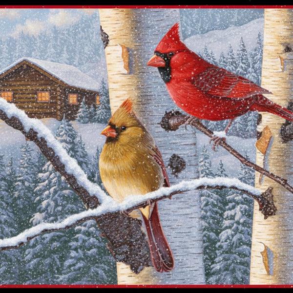 Perfect Pair Cardinal Panel 36x44 Quilting Fabric Panel