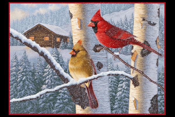 Perfect Pair Cardinal Panel 36x44 Quilting Fabric Panel