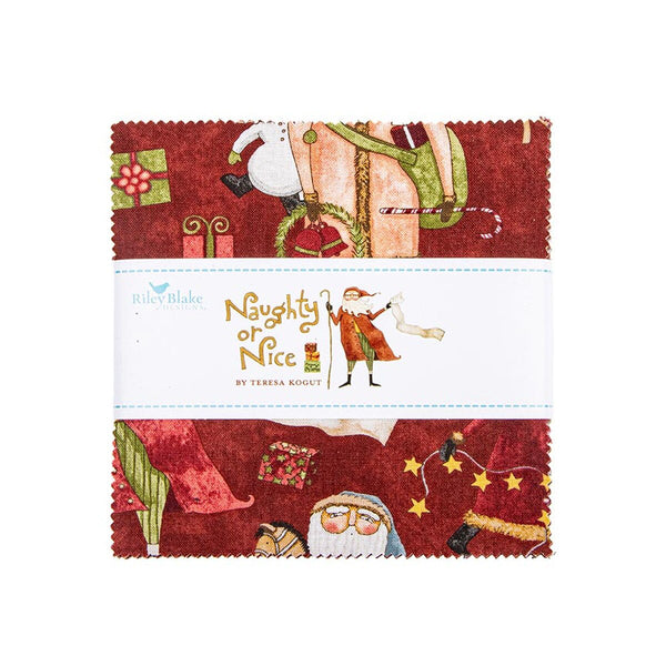 Naughty or Nice Fabric Collection-5" Charm Squares by Riley Blake Designs