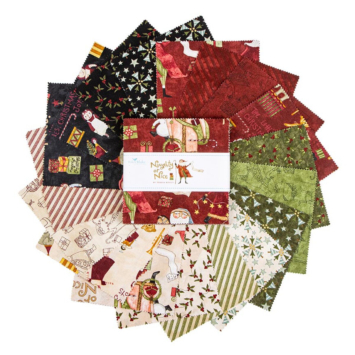 Naughty or Nice Fabric Collection-5" Charm Squares by Riley Blake Designs