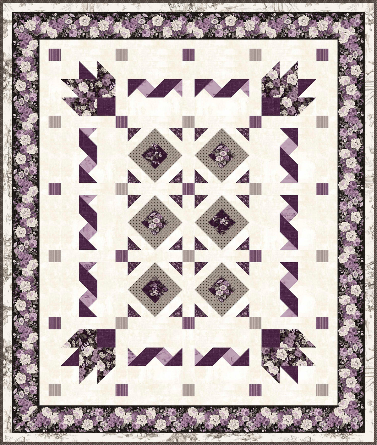 Blackberry Bramble Bear Paw Quilt Kit - Limited Edition Wilmington Prints