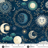 Luna, Blue Cosmos Quilting Fabric by Makower UK