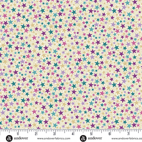 Luna, cream star quilt fabric by Makower UK