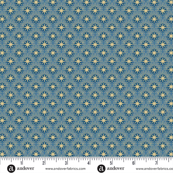 Luna, blue glo quilt fabric by Makower UK