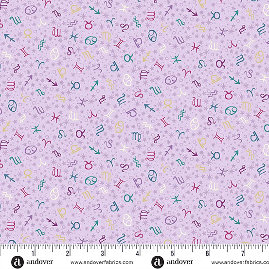 Luna, purple zodiac quilt fabric by Maokwer UK