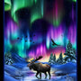 "Aurora" - Moose 24" x 44" Quilting Fabric Panel