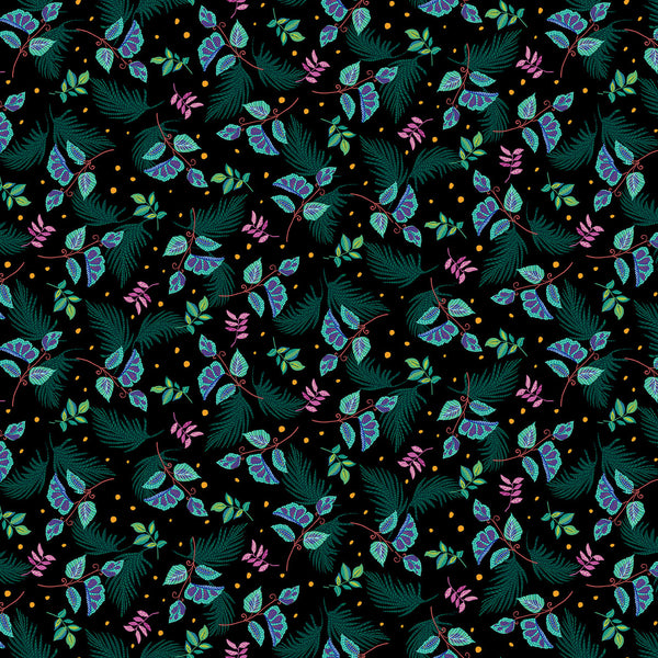 Hothouse Magic by Studio E Fabrics-Tropical Leaves-Black