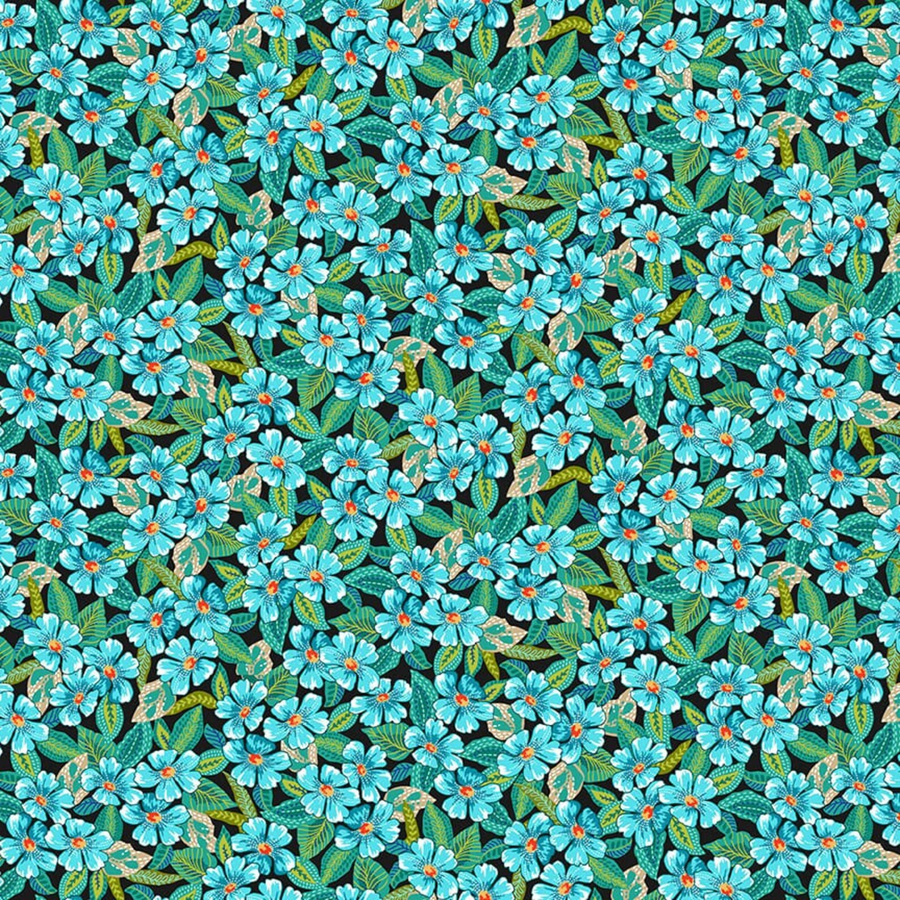 Hothouse Magic by Studio E Fabrics-Small Flowers-Black Fabric by the 1/4 Yard
