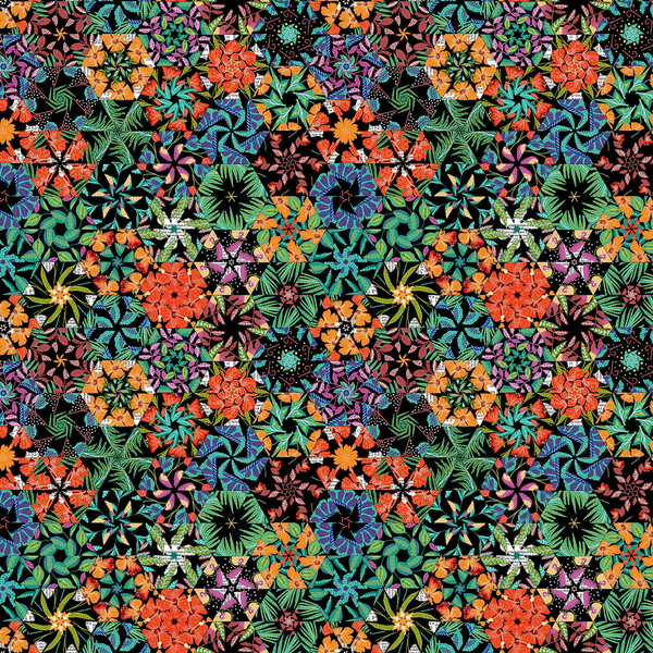 Hothouse Magic by Studio E Fabrics-Mirrored Hexie-Black