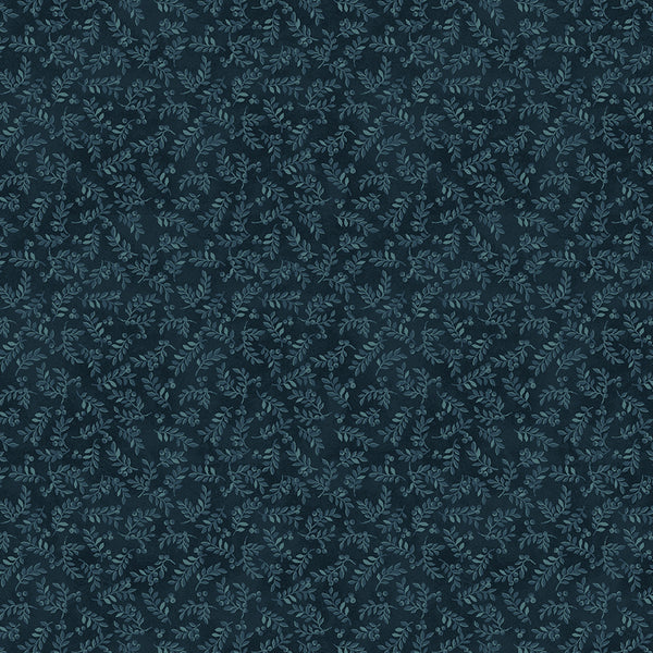 American Spirit Fabric Collection- Harvest Berry Leaves Blue by Benartex