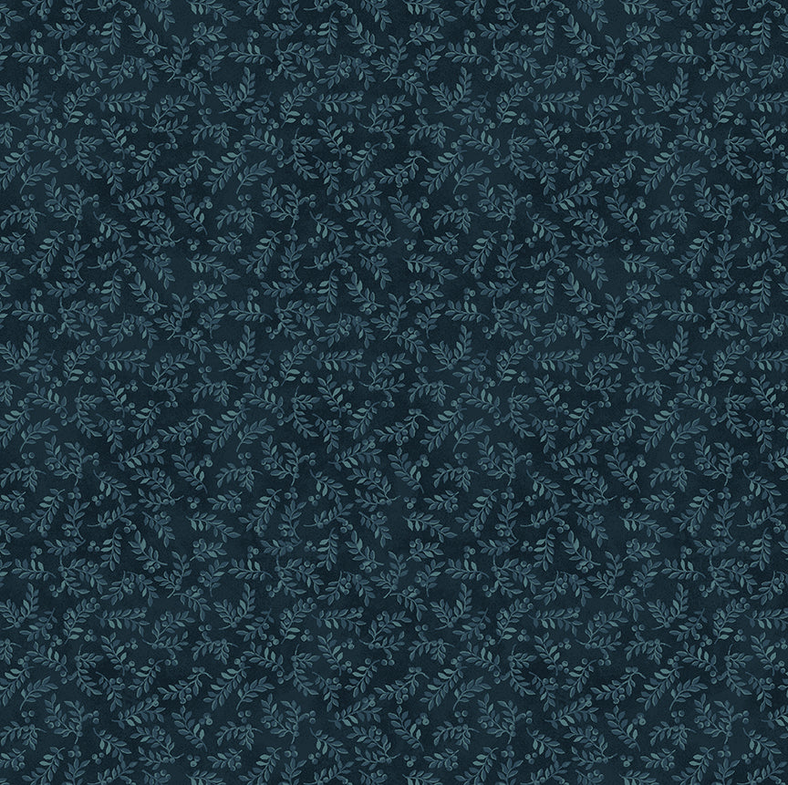 American Spirit Fabric Collection- Harvest Berry Leaves Blue Fabric by the 1/4 Yard by Benartex
