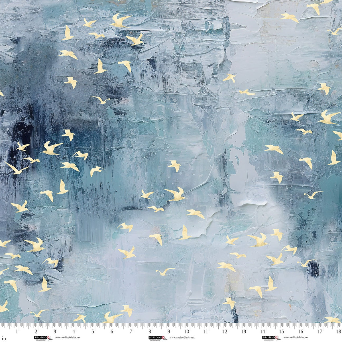 Slate, Plaster with Birds Fabric by the 1/4 Yard