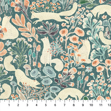 Thicket and Bramble, Fox in Woods-Green Quilting Fabric
