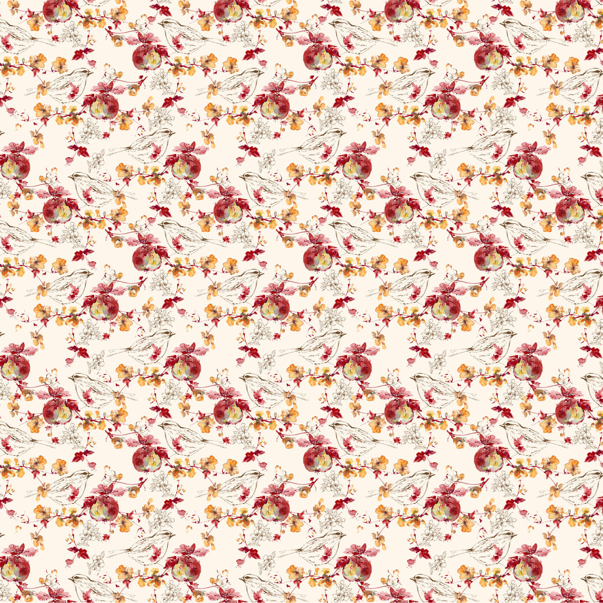 Blooming Memories Apples Cream Quilt Fabric