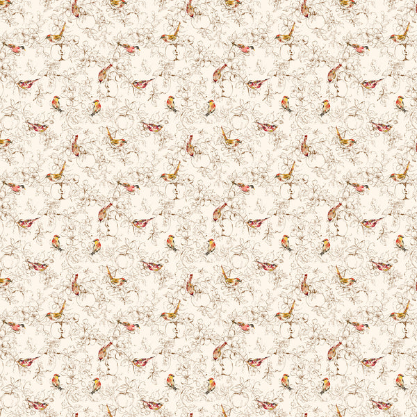 Blooming Memories Cream Birds Quilt Fabric