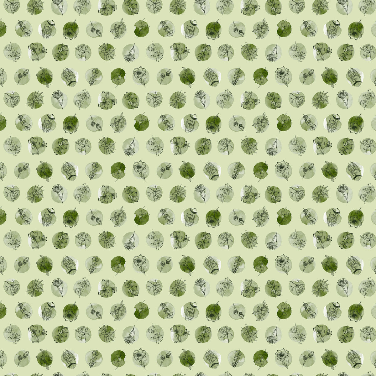 Blooming Memories Green Dots Quilt Fabric