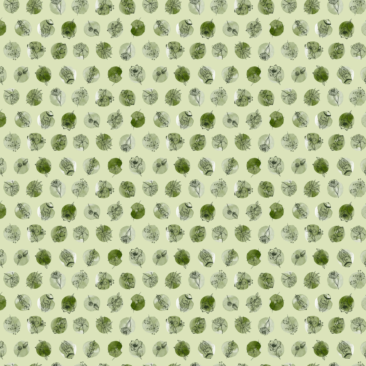 Blooming Memories Green Dots Quilt Fabric