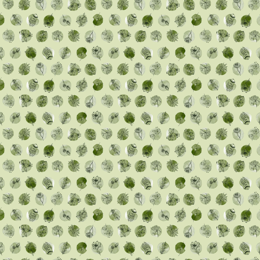 Blooming Memories Green Dots Quilt Fabric