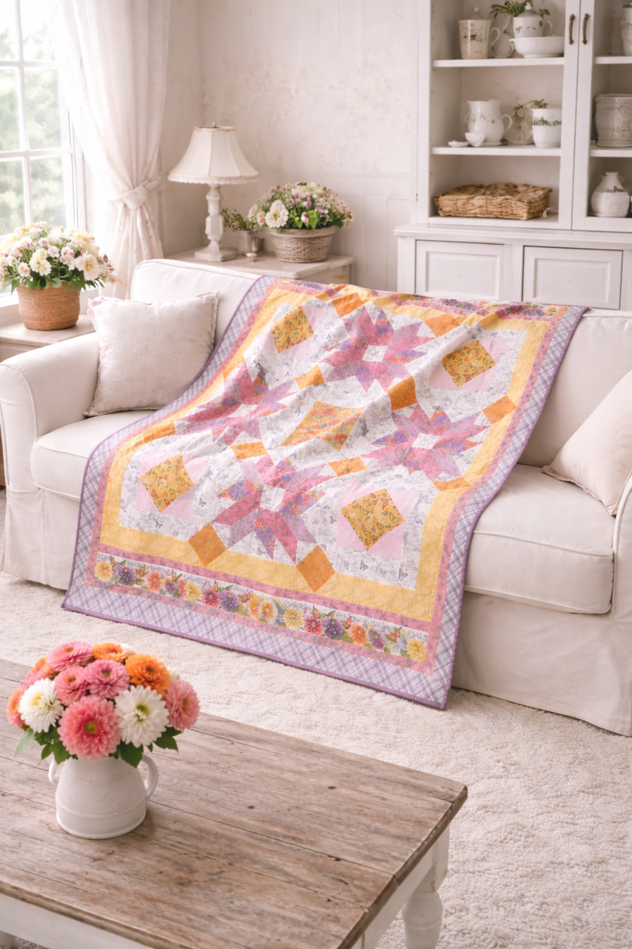 Dahlia Botanica Garden Stars – Wilmington Prints quilt kit